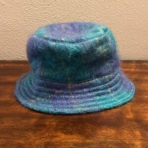 Donegal Designs Fuzzy Mohair Wool Teal and Purple Bucket Hat